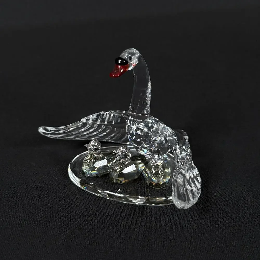 Vintage SWAROVSKI SWAN FAMILY Crystal glass figurine 2.5